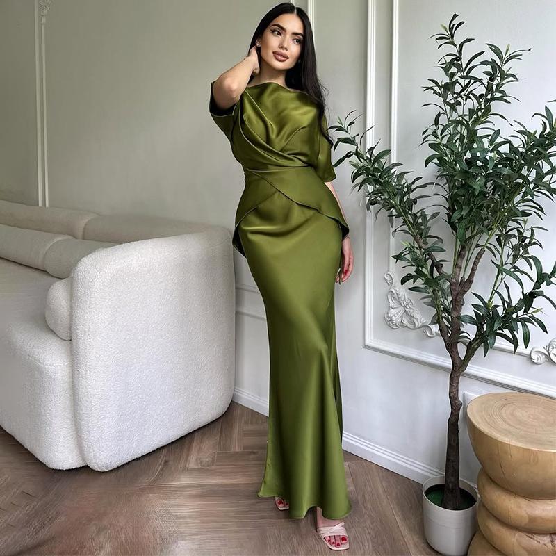 Europe, America, Amazon Cross-border Women's Clothing New Solid Color Short-sleeved Crew Neck Top, Hip-wrapped Long Skirt Casual Suit