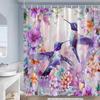 Purple Floral Hummingbird Shower Curtains Butterfly Birds Flowers Plant Modern Polyester Home Bathroom Curtain Decor With Hooks