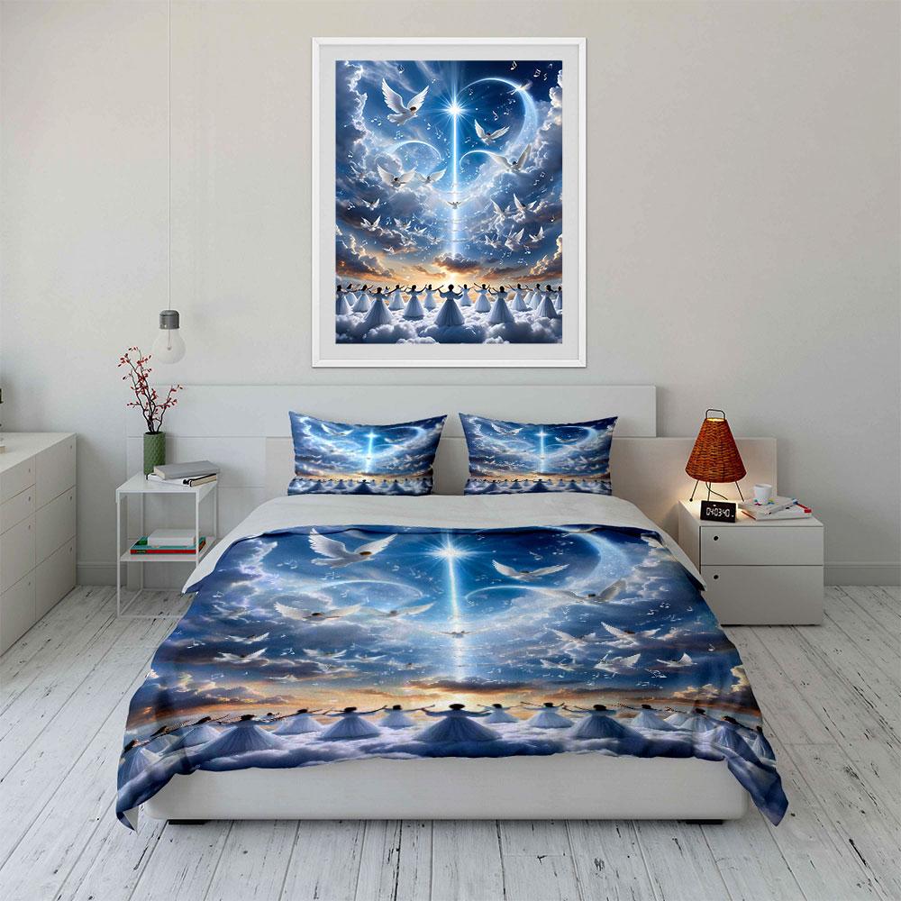 Doves, Stars, and Clouds. Bedding Sets Duvet Cover Sets Duvet Covers Pillowcases(1*Duvet Cover 2*Pillowcases Without Duvet Insert)