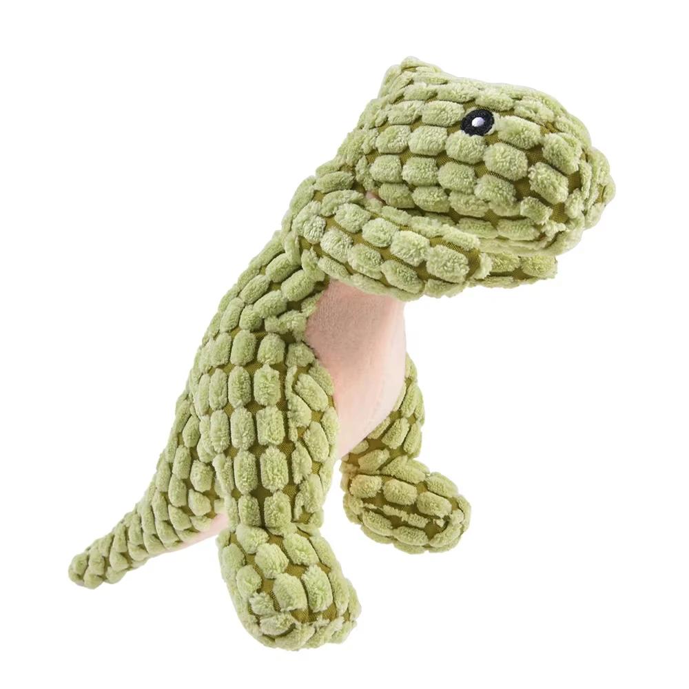Interactive Dinosaur Plush Toy with Sound for Dogs and Cats Chew Resistant Stuffed Animal Puppy Kitten Teething Chew Toys
