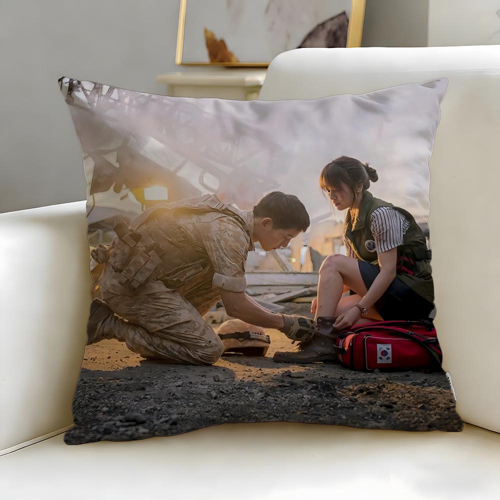 TV Series Descendants of the Sun Cushion Cover Soft EasyWash Pillow Case Versatile for Couch Bed Travel and Office