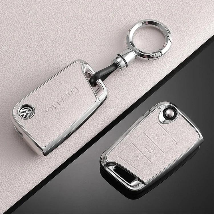 For VOLKSWAGEN VW TPU Leather Car Remote Key Case Fob Cover Holder Shell For VW Volkswagen Golf 7 MK7 Tiguan MK2 T-roc T-cross A