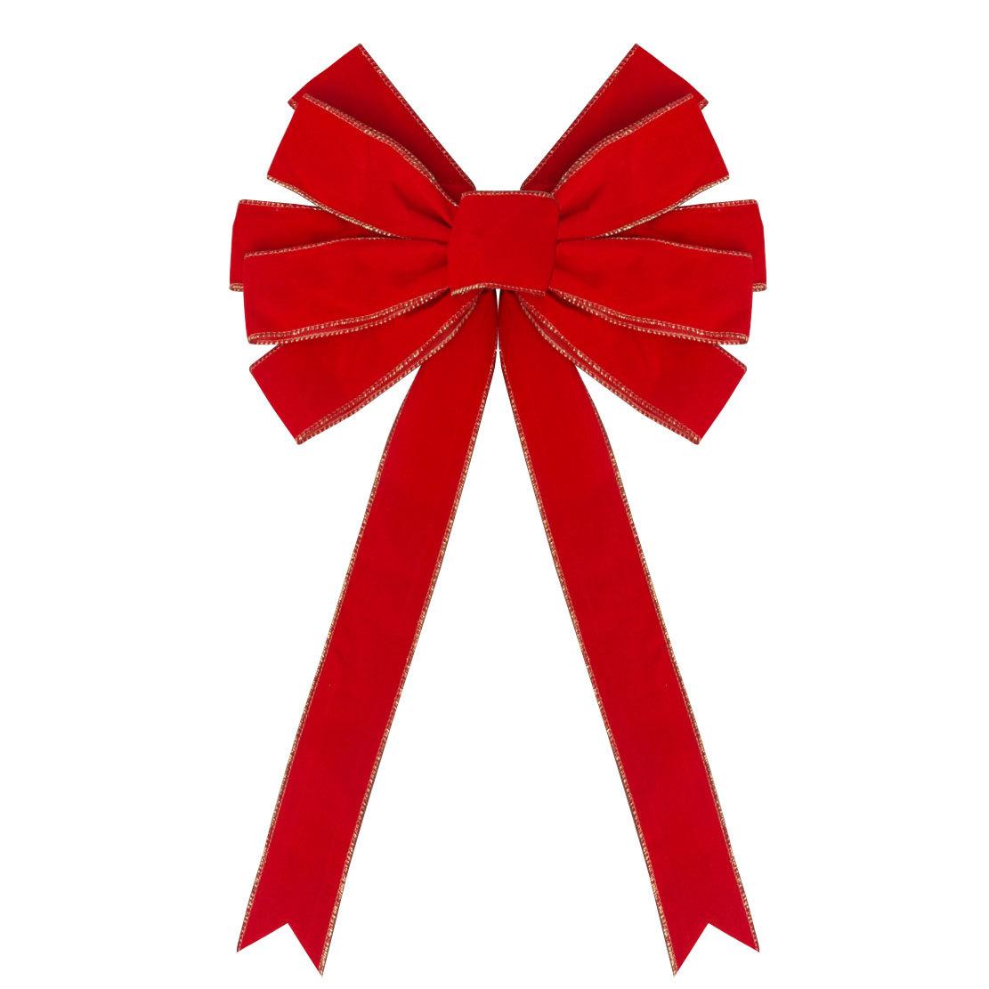 

Большие красные рождественские банты Уличные украшения Бант на верхушку рождественской елки Бархатный венок с золотым краем с блестками Украшение для входной двери