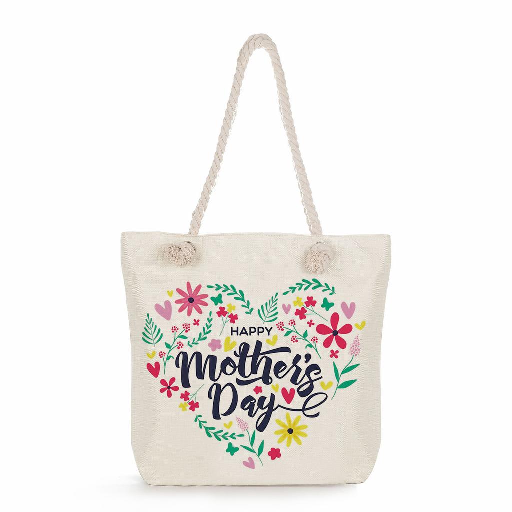 Multifunctional Trendy Letters Printed Thick Rope Shoulder Beach Bag Casual large capacity handbag 7593