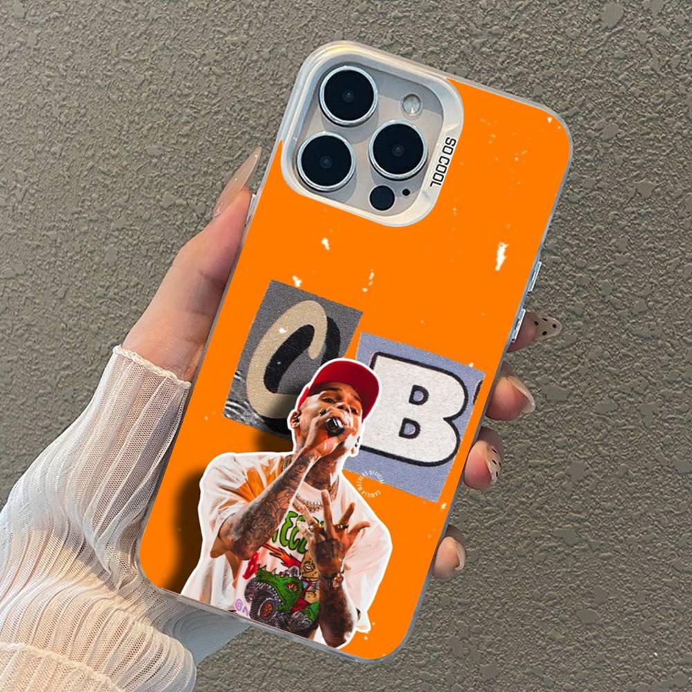 

C-Chris Brown 11 Colored Silver frosted For iPhone Phone Case 17 16 15 14 13 12 11 Pro Max XR Plus Shockproof iPhone 16 e