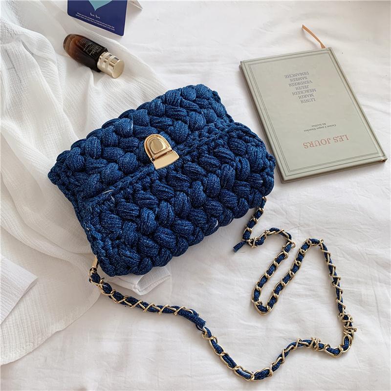 Bolsas de Mão Femininas da Moda Bolsa de Tecido Alça de Crochê Casual Ombro Transversal Clutch