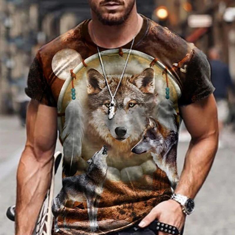 Mens Streetwear 3D Digital Print Graphic Tee Loose Fit Casual Short Sleeve T-Shirt Youth Fashion