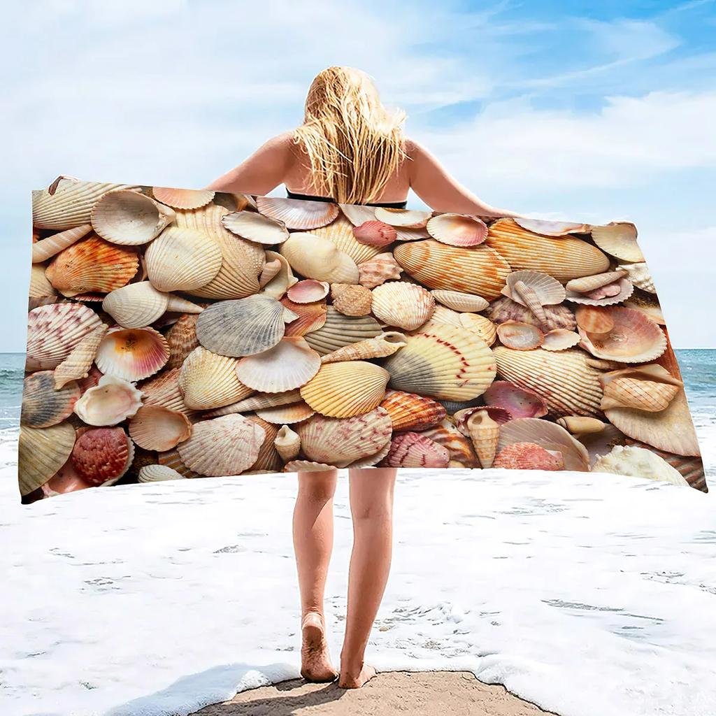 Beach Seashell Starfish Towel Summer Bathroom Soft Absorbent Multipurpose Quick Dry Sand Free