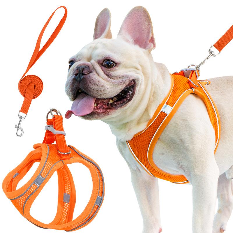 Reflective Vest-Style Pet Harness and Leash Combo