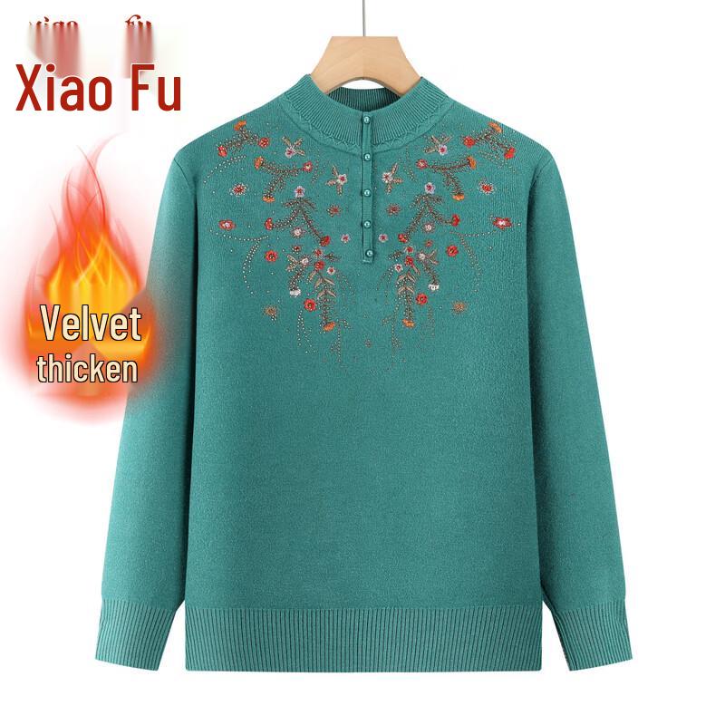 

Elderly Women s Autumn/Winter Half-High Collar Knit Sweater 5XL