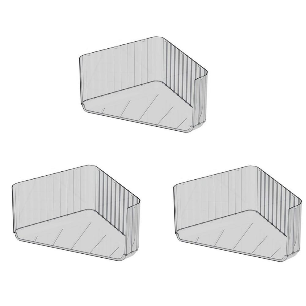 

3PCS Plastic Triangle Storage Rack Transparent Stackable Corner Storage Rack Large Capacity Cosmetic Storage Box Bedroom серый