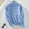 Autumn Winter Vintage Stand Collar Loose Knitwear Pullover Long Sleeve Solid Color Sweater Top