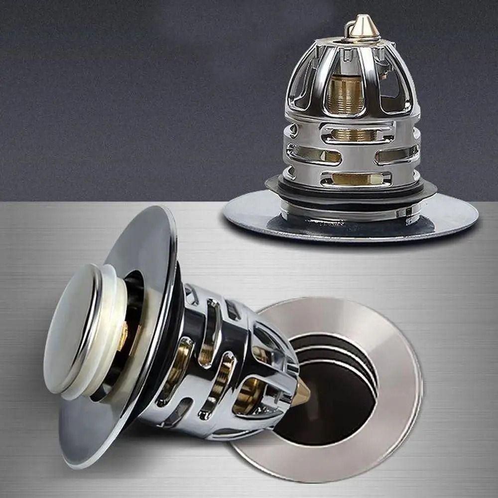 2Pcs Shower Sink Plug Bounce Up Press Type Wash Basin Stopper Universal Drain Filter Hair Catcher Bathroom Kitchen Accessories
