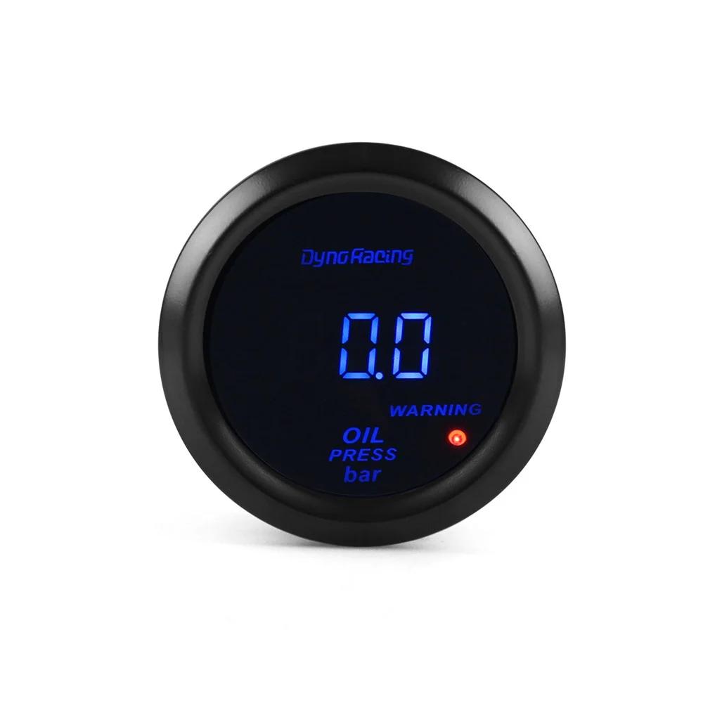 2' 52MM Digital Oil Pressure Gauge 0-7bar Dynoracing Oil Press Gauge Blue LED with Sensor Car Meter