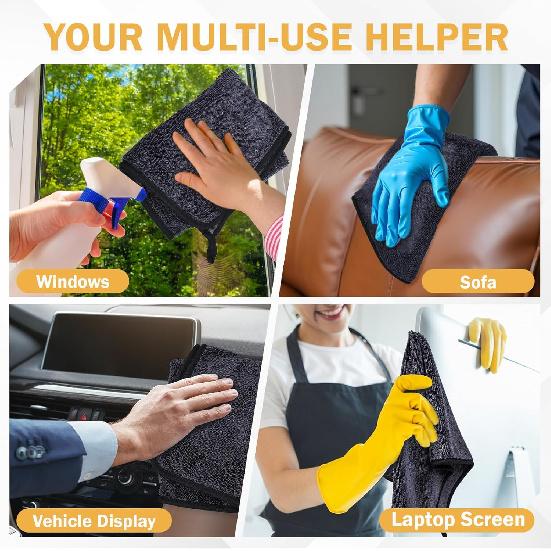 2-Pack Medium Size (23.6" X 15.7") Microfiber Towels, 600GSM Ultra Absorbent Car Drying Towels — Scratch-Free, Streak-Free, Lint-Free, Perfect For