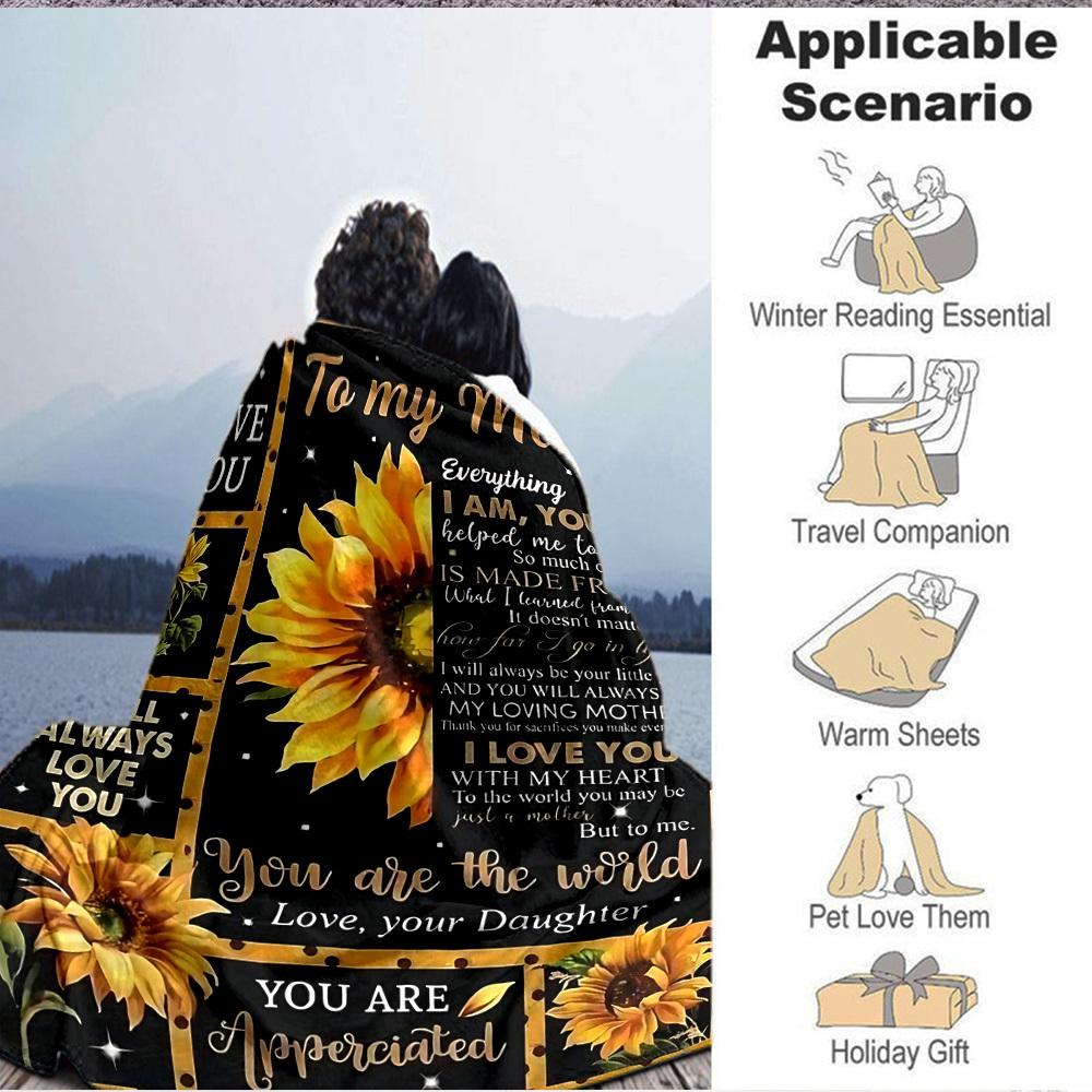 1pc Sunflower Mom Poster Blanket - Perfect Gift for Birthdays, Christmas & Halloween- Soft, Warm & Versatile yy250909099