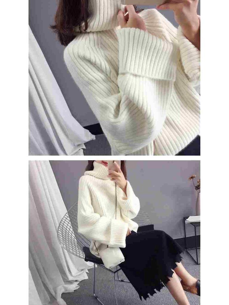 Women's Loose Korean-Style Turtleneck Sweater - 2024 Autumn/Winter Trendy Knitted Pullover