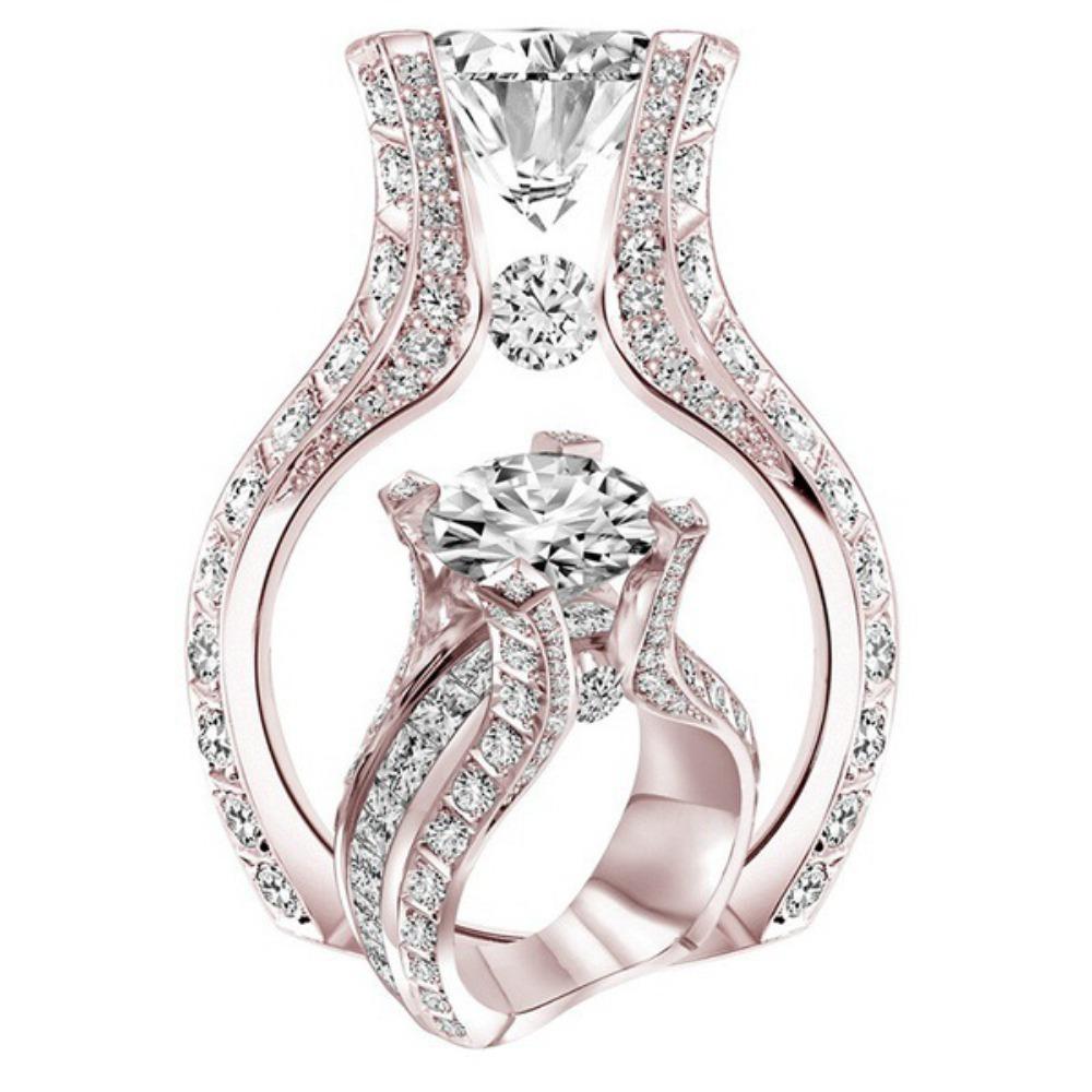 925 Silver Square Diamond Engagement Ring for Women Creative European American Style Jewelry