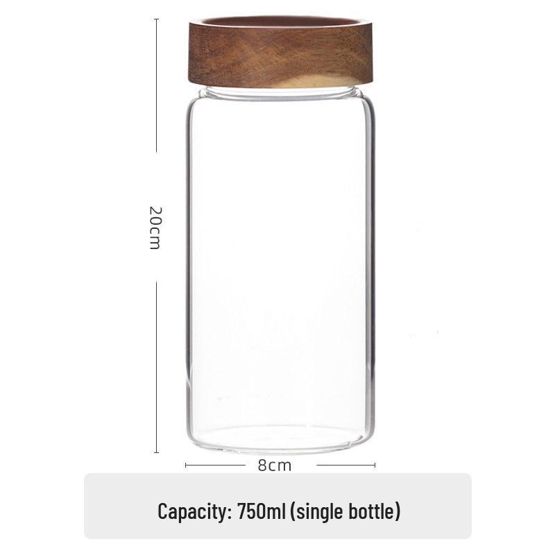 Acacia Wood Lid Airtight Borosilicate Glass Storage Jar for Cereal, Grains, and Coffee Beans