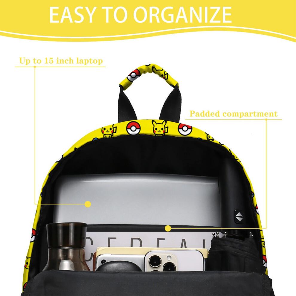 (A) Pokemon Pikachu Bag Shoulder Bag Student School Bag Computer Bag