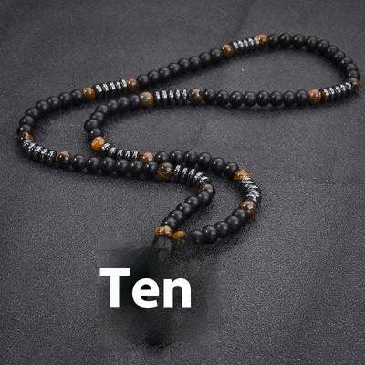 Pierre Naturelle Turquoise Africain Et Oeil-de-Tigre Perles Pendentif Croix Collier Chapelet Pour Hommes Et Femmes