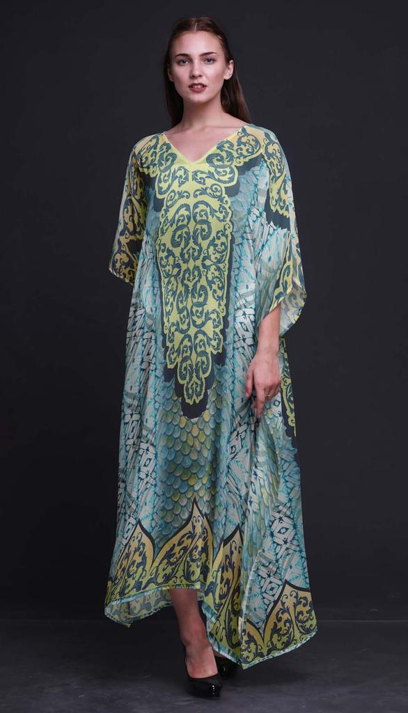 Phagun Paisley Ethnic Ladies Kaftan Holiday Loungewear Maxi Dress Beach