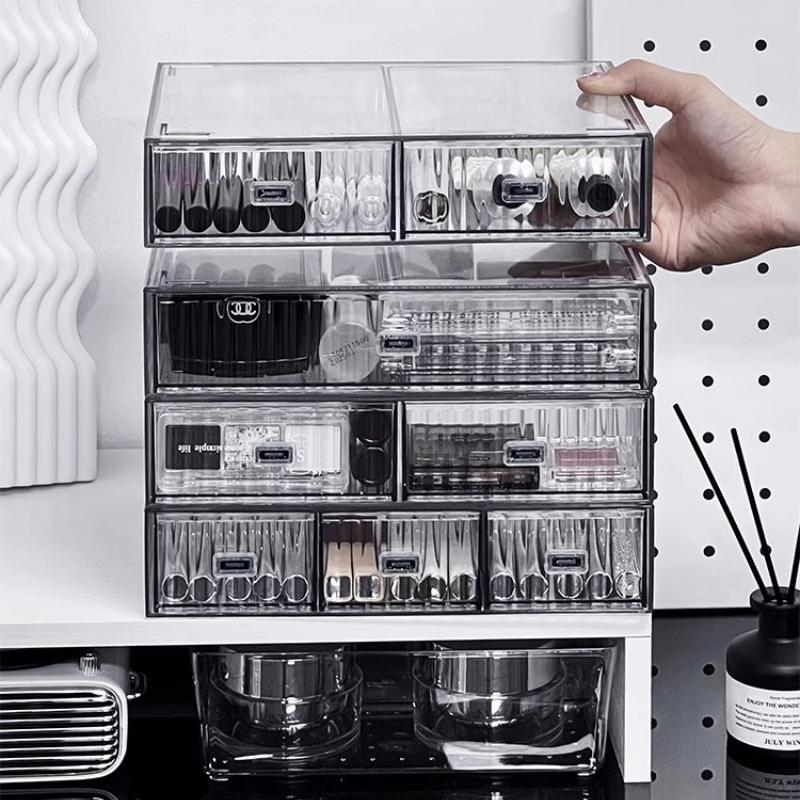 Desktop Storage Box Organizer Drawer-type Transparent Dormitory Study Table Stationery Storage Box Acrylic Desk Pen Book Rack