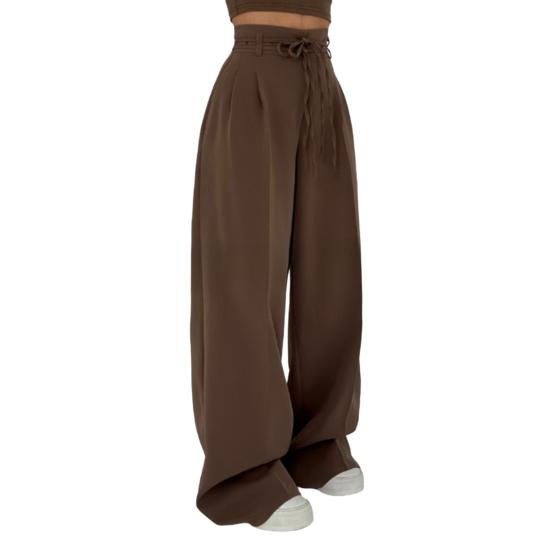Women Long Pants Straight Wide Leg High Waist Pants Solid Color Casual OL Style Wide-Leg Suit Trousers Daily Wear