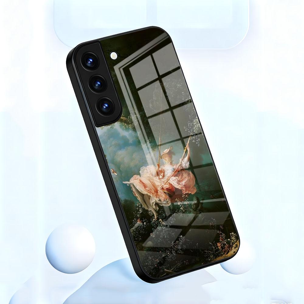 Renaissance Art Painting Phone Case For Samsung S26 S25 S24 FE S23 S22 S21 Plus S20 Ultra Note20Ultra Black Glass Cover