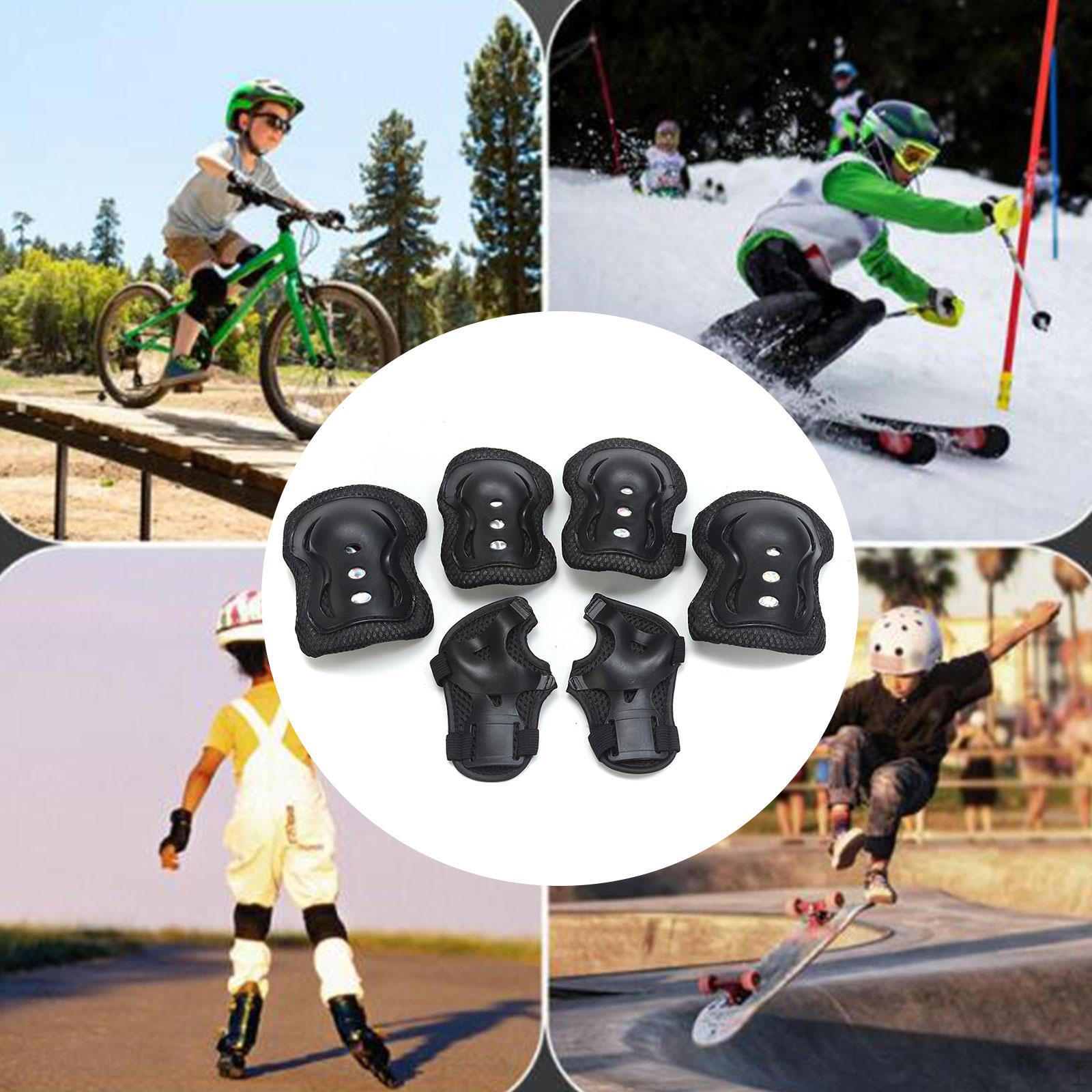 

Gear Set for Kids: Wrist, Elbow, and Knee Pads Biking Skating Black