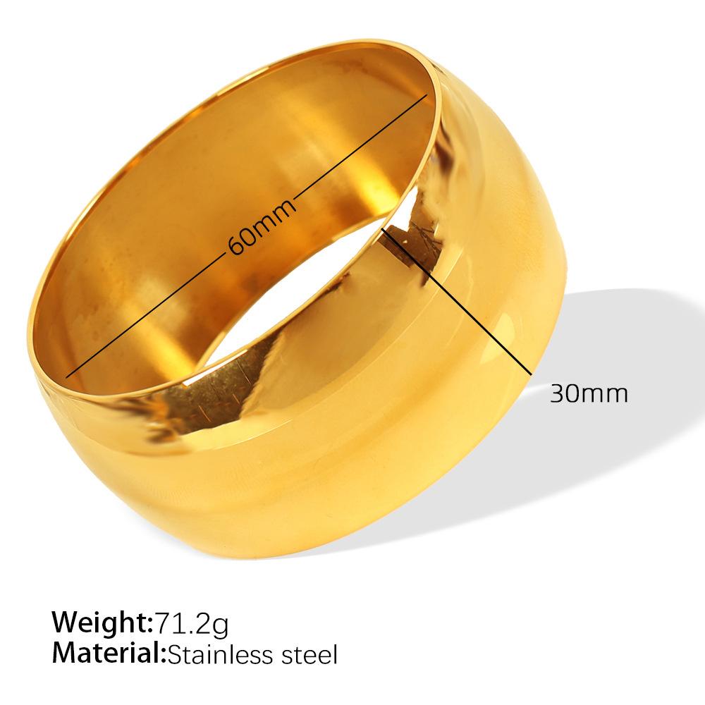 Fashion Titanium Steel Metal Texture Couple Bracelet Bracelet, Large Glossy Exaggerated Design, High-End Women'S Jewelry