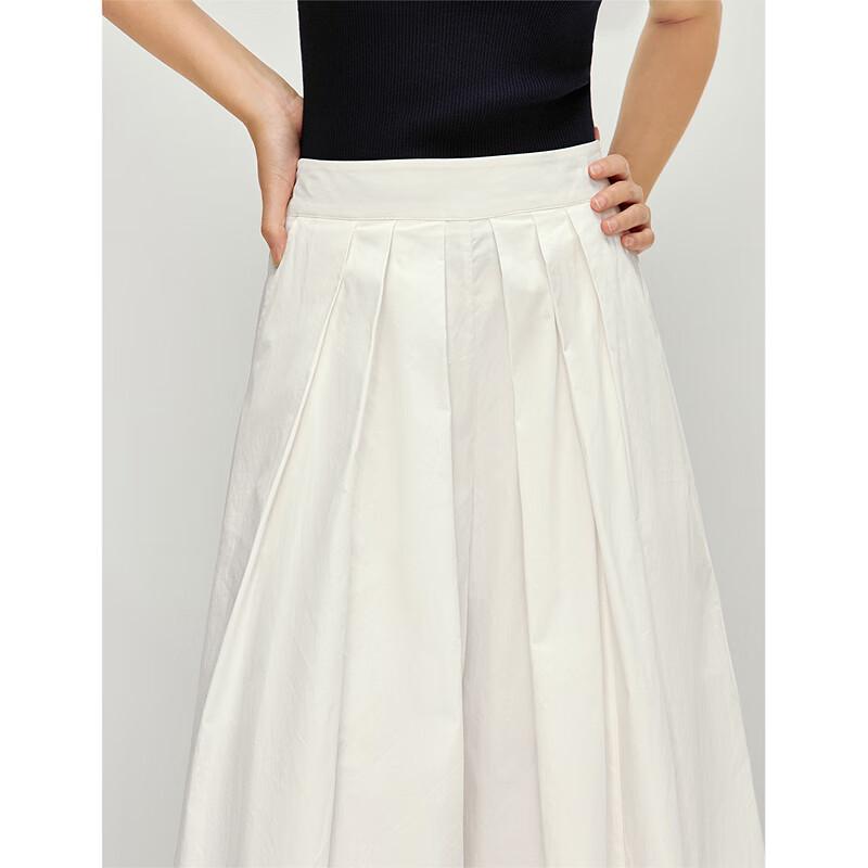 INMAN Women's French Pleated High-Waist A-Line Cropped Skirt-Pants