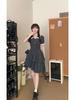 Summer Korean temperament doll collar plaid dress sweet gentle wind waist thin trailing cake dress