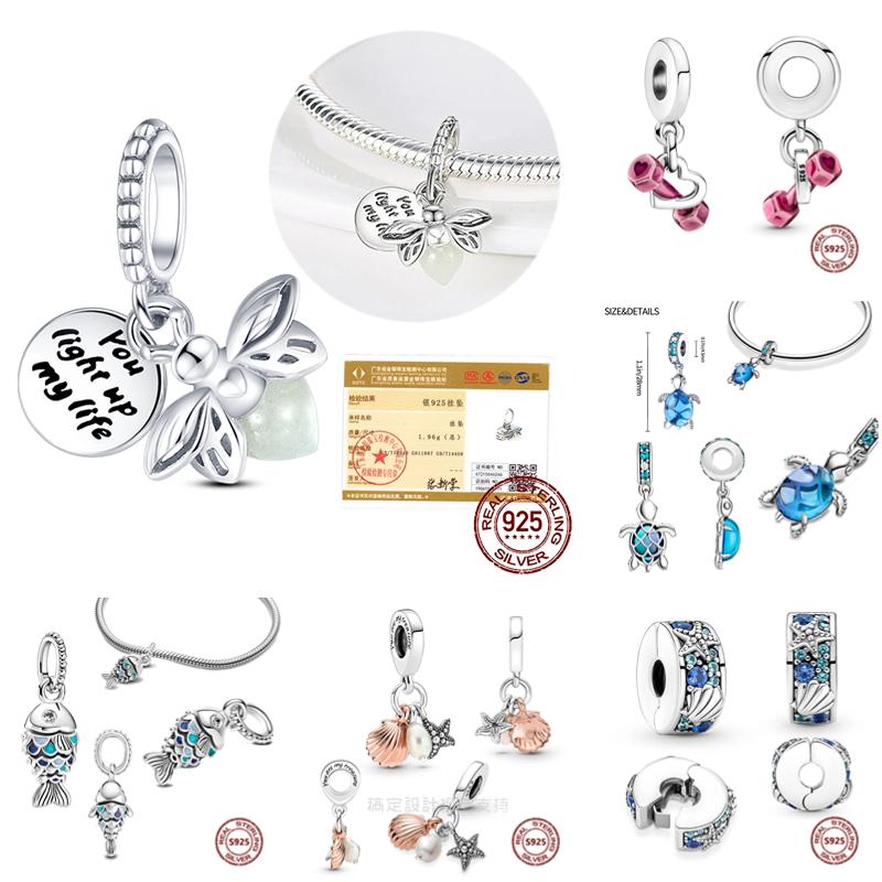 Chameleon Luminous Firefly Charm Fit  S925 Original Bracelets Butterfly S925 Silver Beads For DIY Jewelry Birthday Gift
