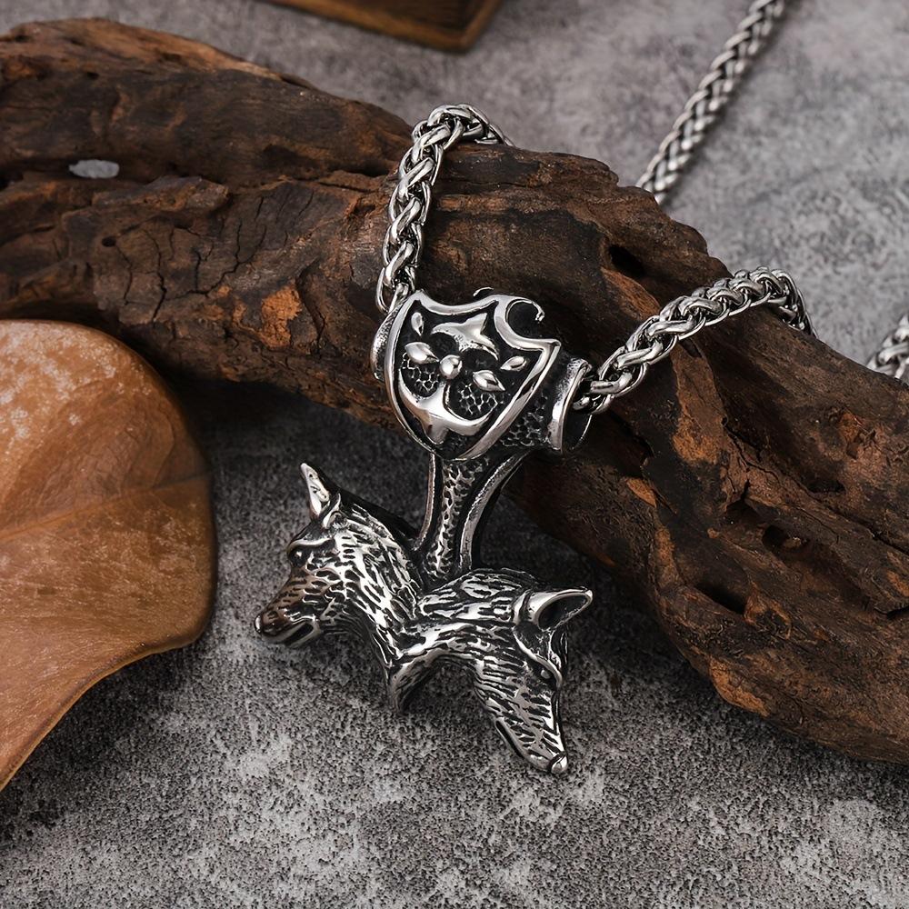 Viking wolf head necklace pendant