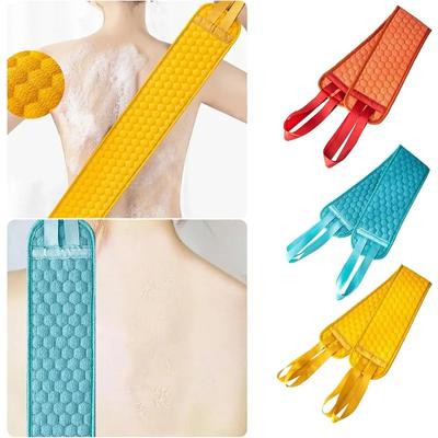 Brosse à dos double face pour exfoliation du dos, serviette exfoliante, éponge de bain, serviettes de gommage pour le dos avec poignées pour la douche, exfoliantes