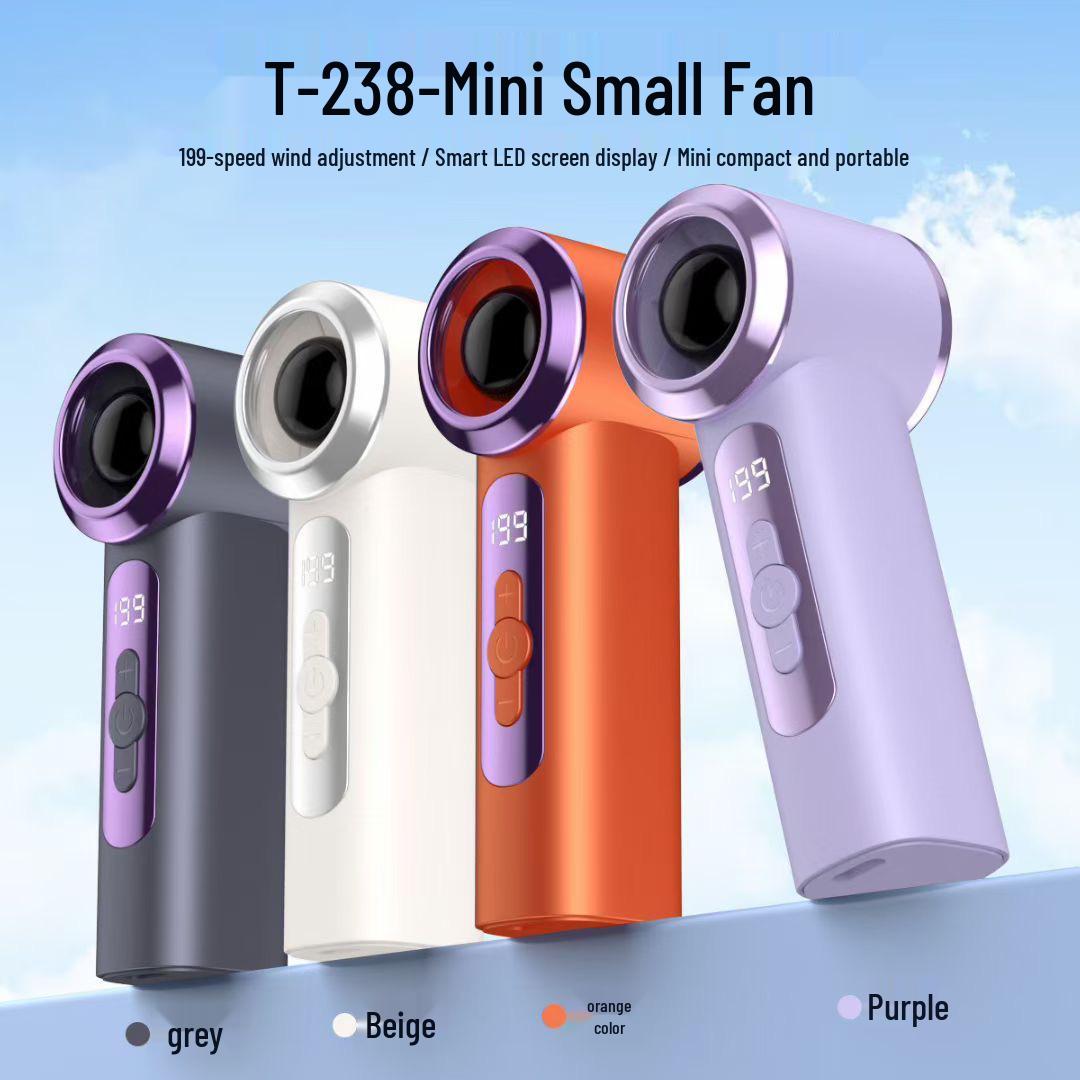 T238 USB Mini Handheld Turbo Fan with Digital Display 113x43x38 mm