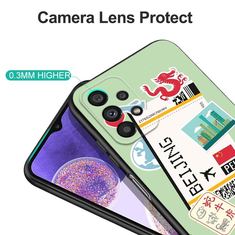 Black Tpu Case For Samsung Galaxy F23 M12 M22 M23 M32 4G M52 5G M30S M21 Boarding Pass Traveltickets