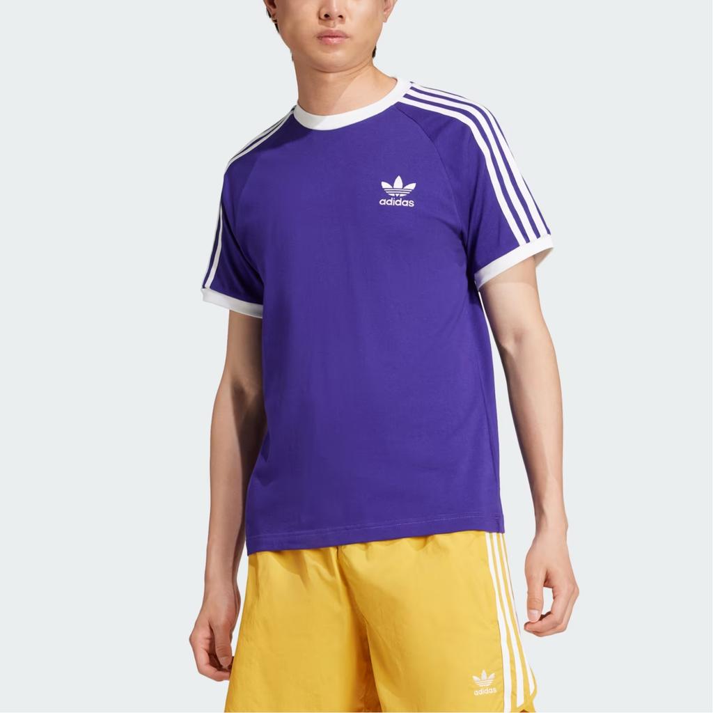 Adidas Originals Adicolor Classics 3-Stripes Logo Striped Slim Fit Short Sleeve T-Shirt Men Tops Academy-Purple IZ2369