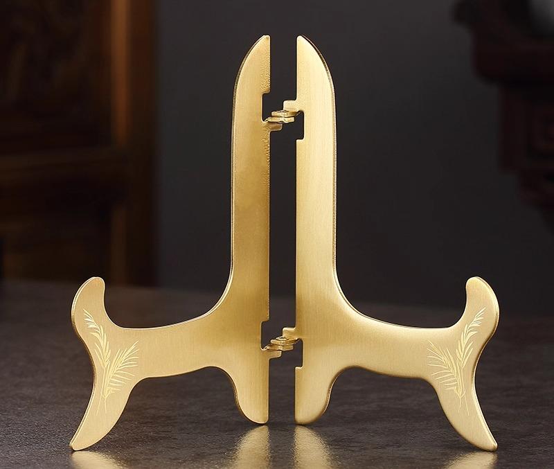 

Подставка для чая пуэр из чистой латуни, подставка для чайных лепешек, кронштейн, подставка для фарфоровой тарелки, подставка для демонстрации белого чая, чайная церемония.