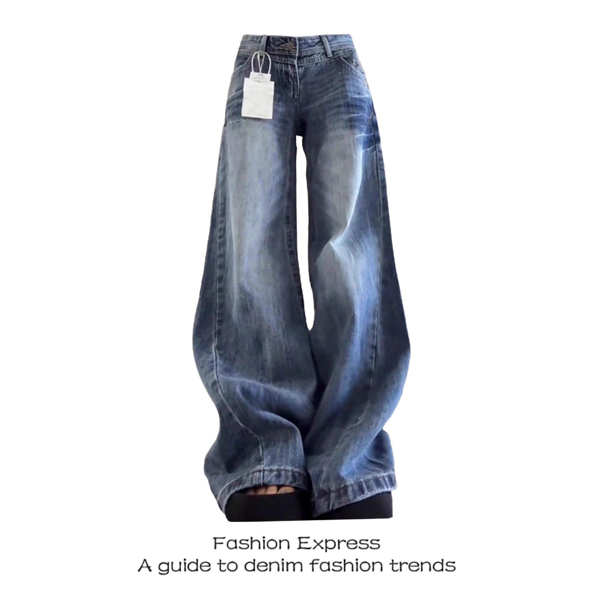 2026 Autumn Designer Women s Low-Waist Wide-Leg Distressed Jeans S