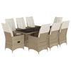 VidaXL Ensemble à manger de jardin et coussins 9 pcs beige Poly rotin, ensemble de salle à manger d'extérieur 3276810