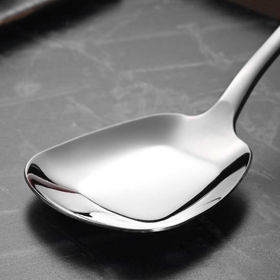 Square Head Spoons Stainless Steel Flat Square Soup Spoons Mirror Finish Dishwasher Safe Tablespoons for Kitchen Home