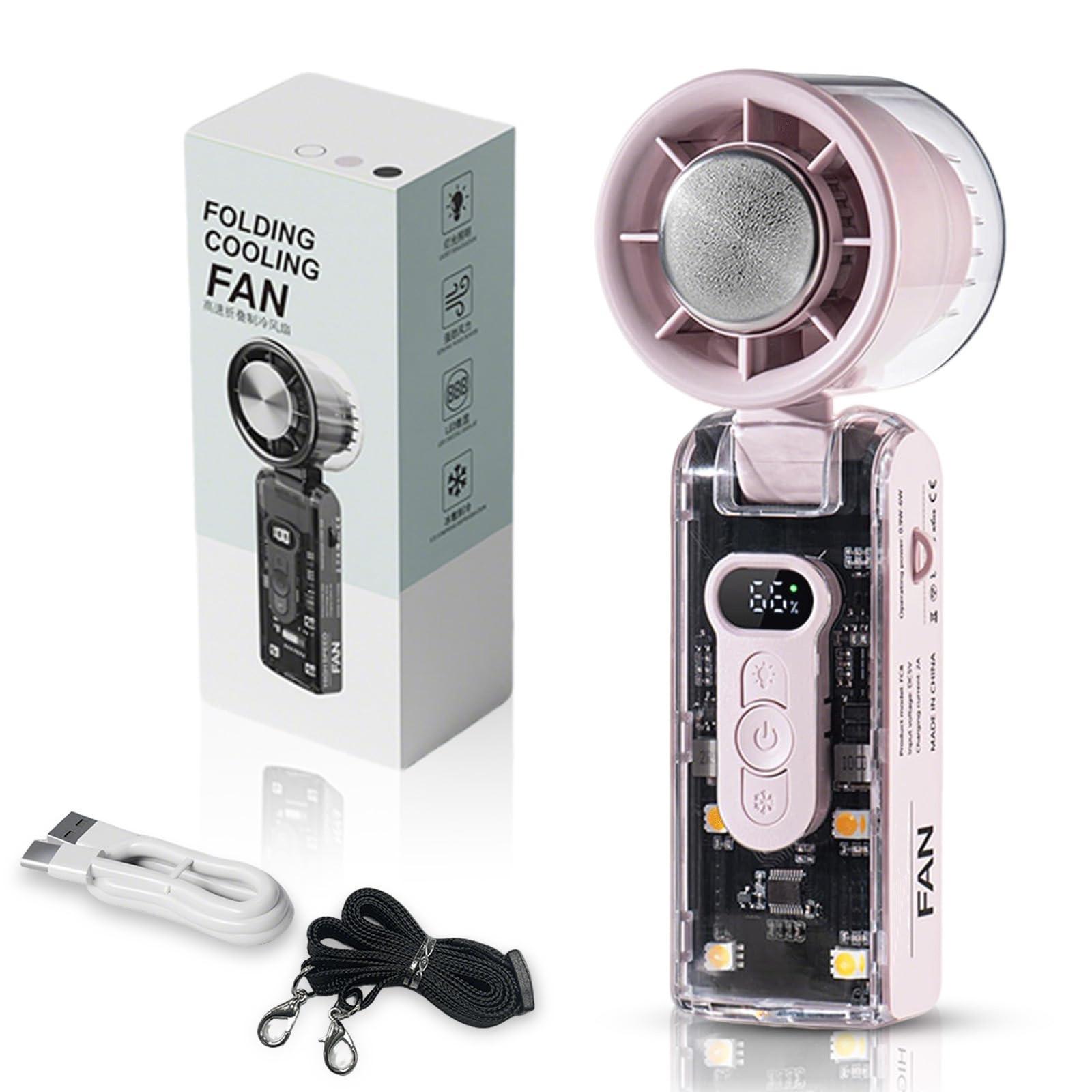 

Handheld Fan With Instant Plate And LED Light, High Speed Folding Fan One Size фиолетовый