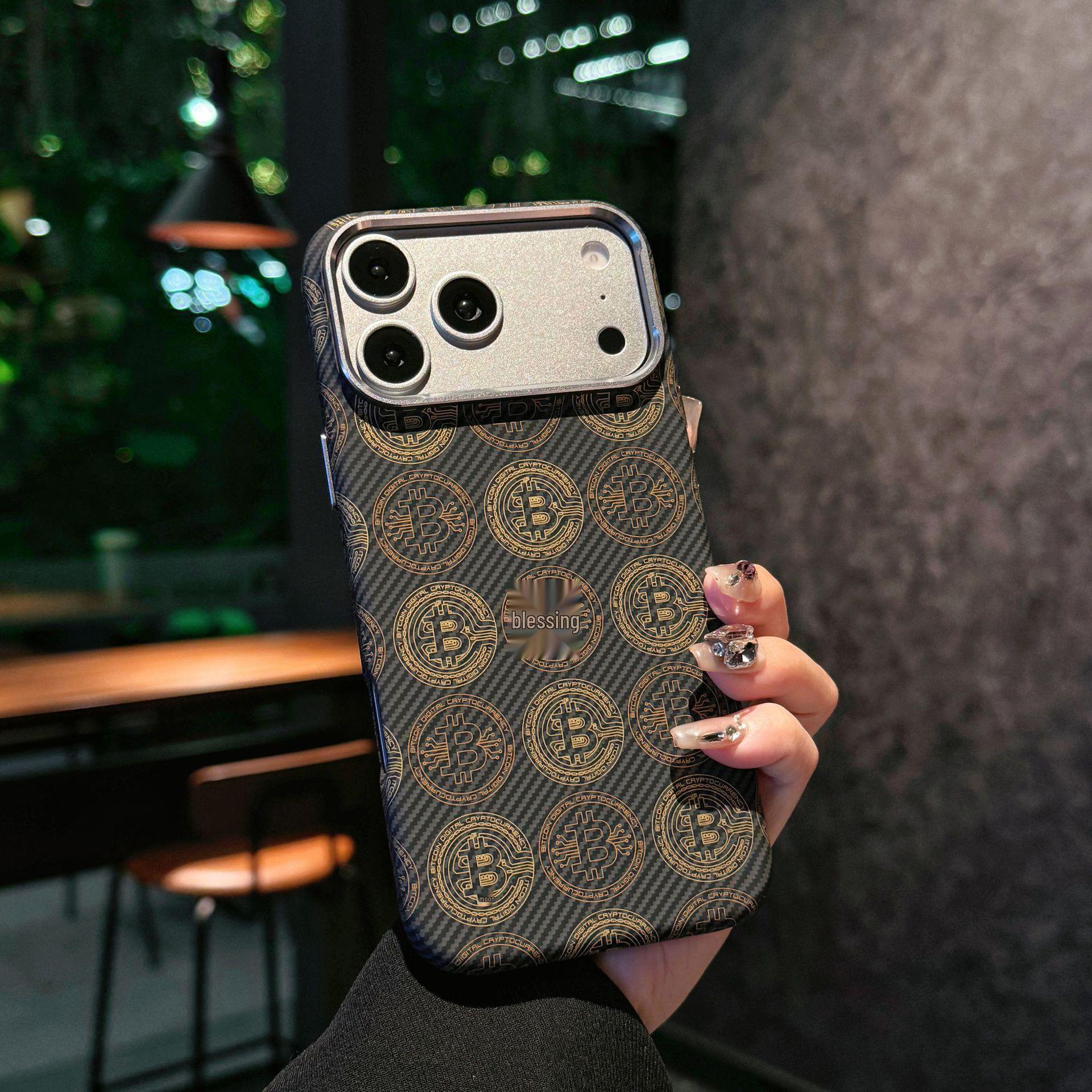

Apple 17 Pro Max Carbon Fiber Magnetic Case with Metal Ring & Drop Protection for iPhone 16 16 Pro