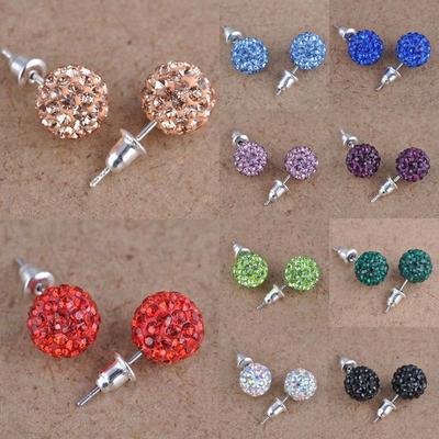 Women Round Earrings Crystal Ear Studs Ear Studs Earrings Jewelry Colorful Ball Stud Earrings