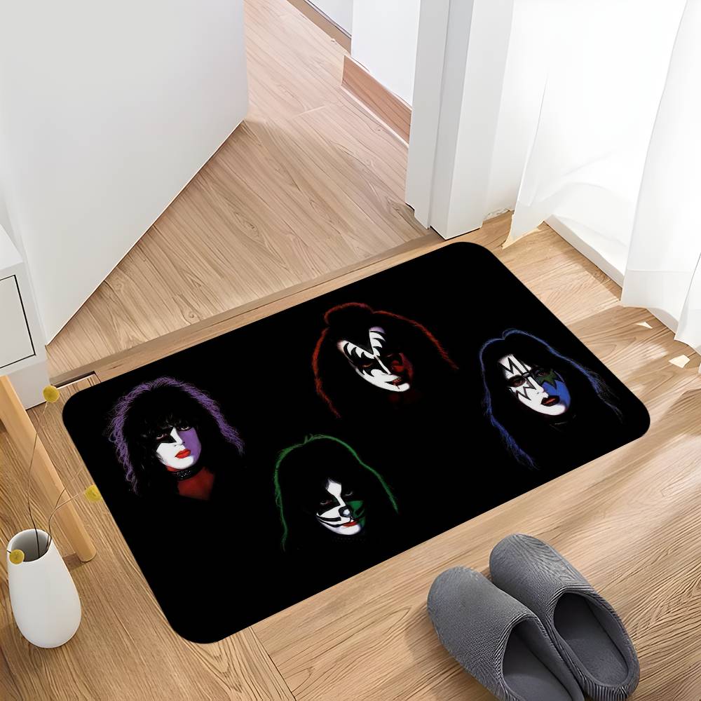 K_Kiss Band Hallway Carpet Washable Non-Slip Living Room Sofa Chairs Area Mat Kitchen Doormat Area Rug