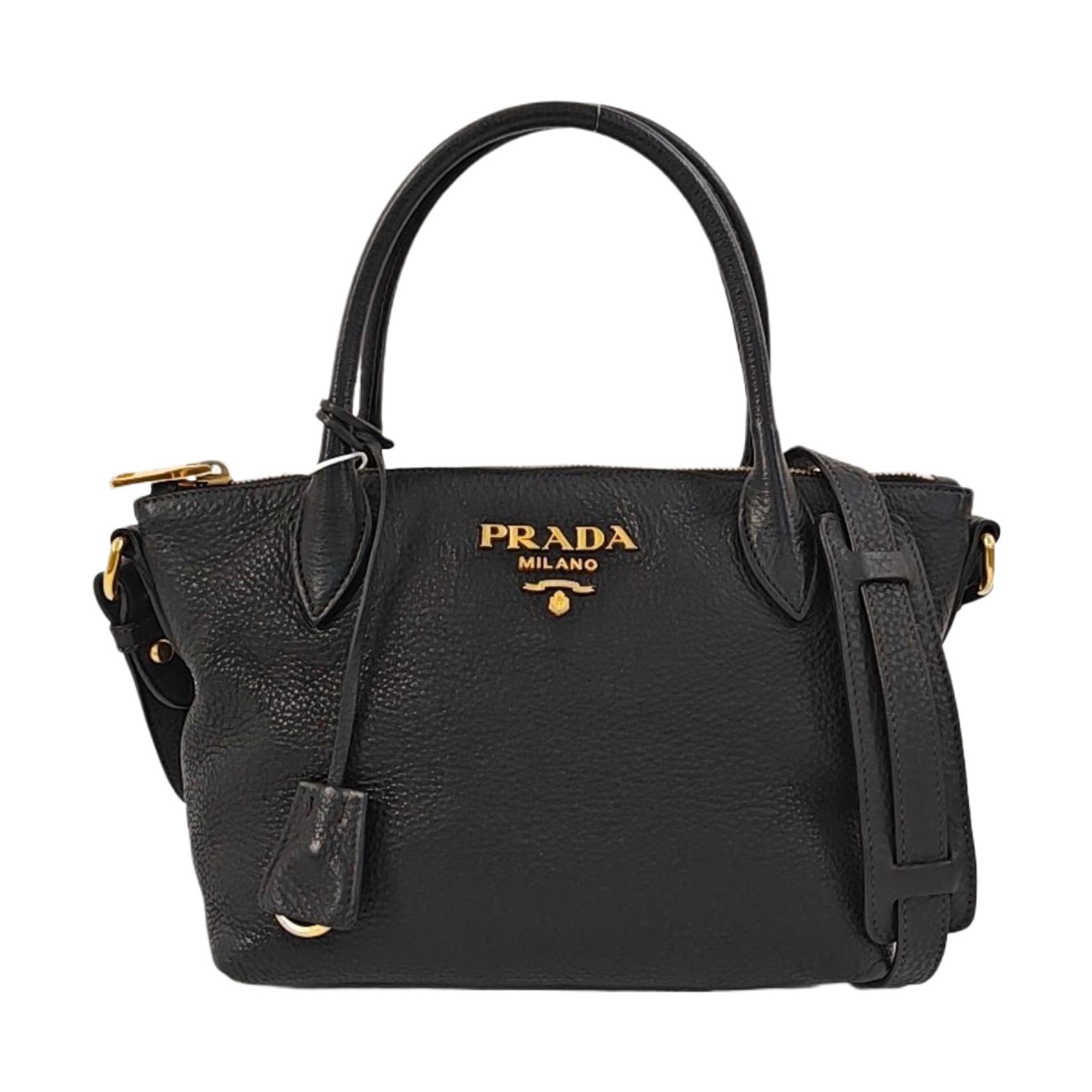 [Pre-Owned] Leather Fabric Double Shoulder Strap