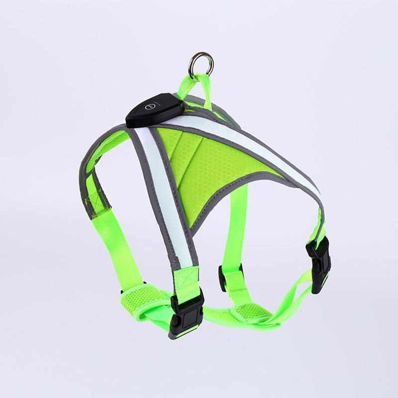 Hundeweste Verstellbares Trainingsgeschirr mit LED-Licht Ausbruchsicher Starkes strapazierfähiges Geschirr Weicher Griff