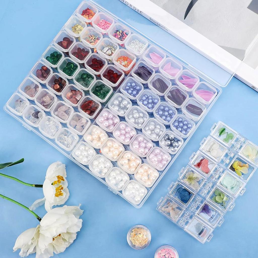 EKEZATA PP Transparent Accessory Storage Case Accessory Case Plastic Clear Case Mini Case Parts Case Nail Jewelry Storage DIY Accessories